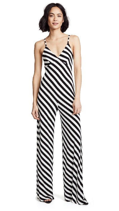 Norma Kamali Striped Sleeveless Slip Jumpsuit In 3/4 Stripe