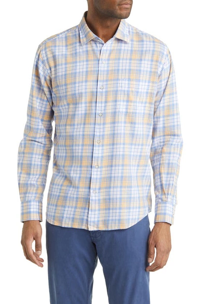 Peter Millar Macaw Plaid Button-up Shirt In Blue Granite