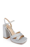 Jewel Badgley Mischka Rainbow Platform Sandal In Silver Glitter