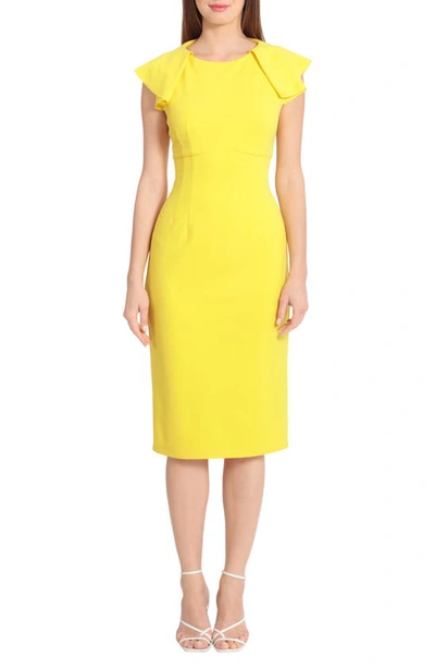 Maggy London Fold Seam Midi Dress In Yellow