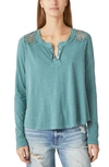 Lucky Brand Cutwork Henley In Sagebrush