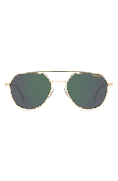 Carrera Eyewear 53mm Polarized Round Sunglasses In Gold/ Green Grey Polar