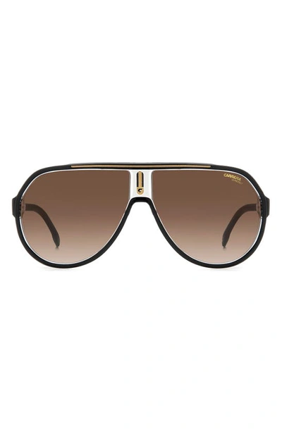Carrera Eyewear 64mm Oversize Gradient Aviator Sunglasses In Black Gold/ Brown