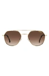 Carrera Eyewear 53mm Round Sunglasses In Gold Havana/ Brown