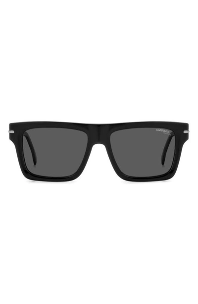 Carrera Eyewear 54mm Polarized Rectangular Sunglasses In Black/ Grey Polar