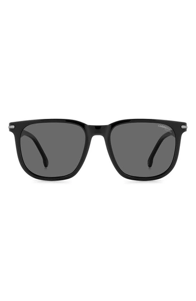 Carrera Eyewear 54mm Polarized Rectangle Sunglasses In Black Grey Polar