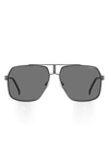 Carrera Eyewear 62mm Polarized Rectangular Sunglasses In Dark Ruth Black/ Gray Polar