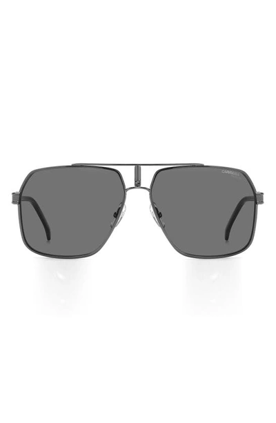 Carrera Eyewear 62mm Polarized Rectangular Sunglasses In Dark Ruth Black/ Grey Polar