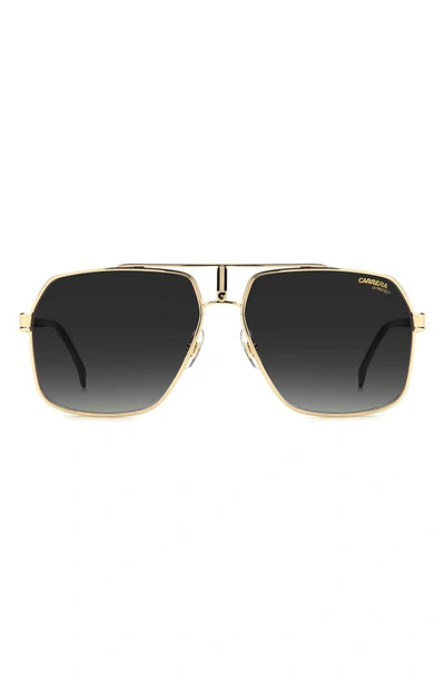 Carrera Eyewear 62mm Oversize Gradient Navigator Sunglasses In Black Gold/ Grey Shaded