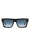 Carrera Eyewear 54mm Rectangular Sunglasses In Black/ Blue Shaded