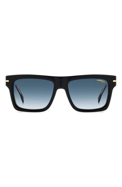 Carrera Eyewear 54mm Rectangular Sunglasses In Black/ Blue Shaded