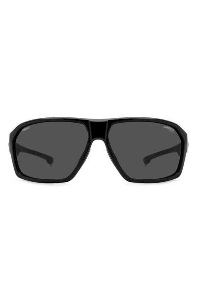 Carrera Eyewear X Dacati Carduc 66mm Oversize Rectangle Flat Top Sunglasses In Black/ Grey