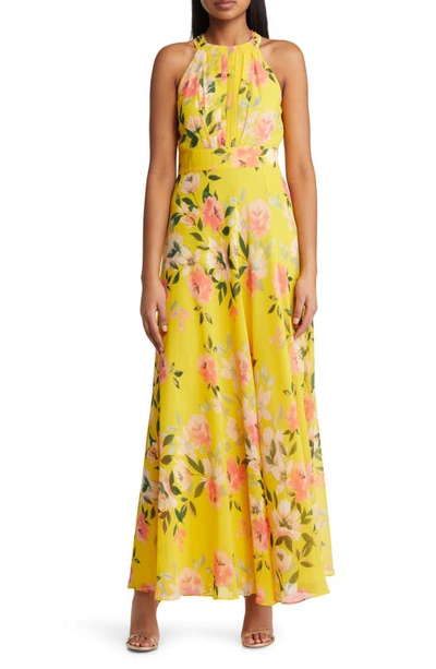Eliza J Floral Halter Maxi Dress In Yellow