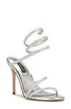 Nine West Maskill Rhinestone Ankle Wrap Sandal In Silver 040