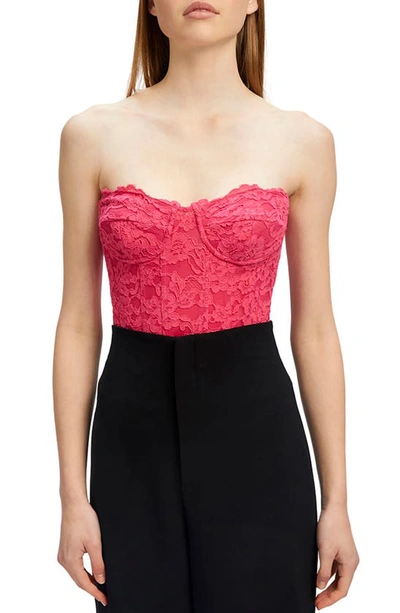Bardot Oskar Strapless Lace Bodysuit In Hot Pink