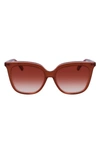 Longchamp 53mm Rectangular Sunglasses In Brown/ Rose