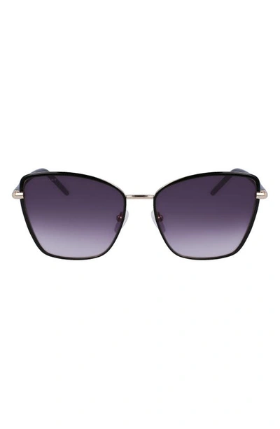 Longchamp 58mm Gradient Butterfly Sunglasses In Black/ Gradient Smoke