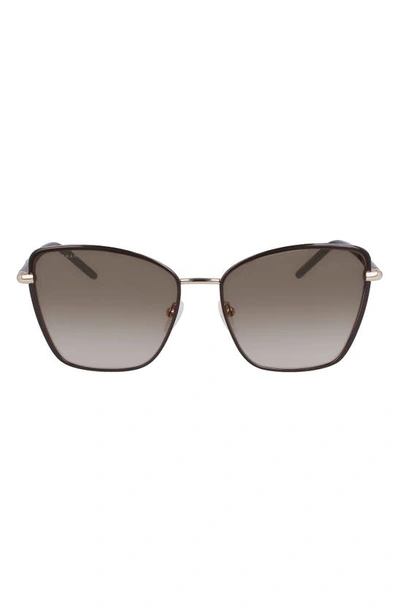 Longchamp 58mm Gradient Butterfly Sunglasses In Brown/ Gradient Khaki