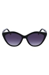 Longchamp 56mm Cat Eye Sunglasses In Black