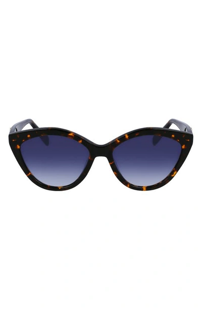 Longchamp 56mm Cat Eye Sunglasses In Dark Havana