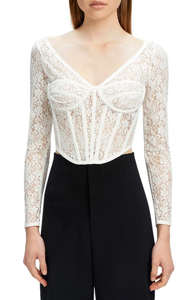 Bardot Neckline White Bardot Sheer Sleeve Corset Top Bardot Lace