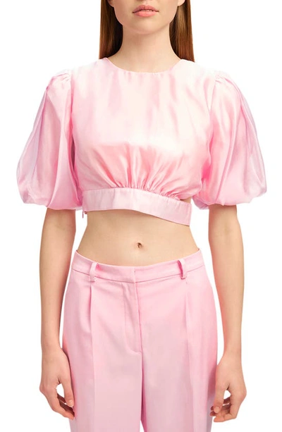 Bardot Enya Cutout Organza Crop Top In Soft Pink