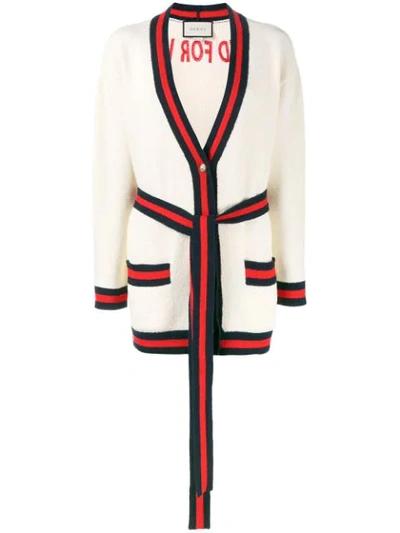 Gucci Embroidered Cotton-blend Cardigan In Neutrals