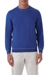 Bugatchi Tipped Cotton Blend Sweater In Classic Blue