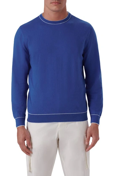 Bugatchi Tipped Cotton Blend Sweater In Classic Blue