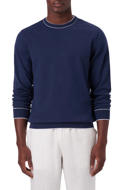 Bugatchi Tipped Cotton Blend Sweater In Navy