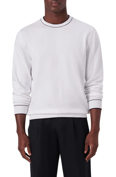 Bugatchi Tipped Cotton Blend Sweater In White