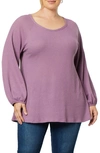 Kiyonna Whimsical Waffle Knit Top In Dusty Lilac