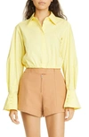 Simkhai Blythe Cotton Blend Poplin Bubble Shirt In Limoncello