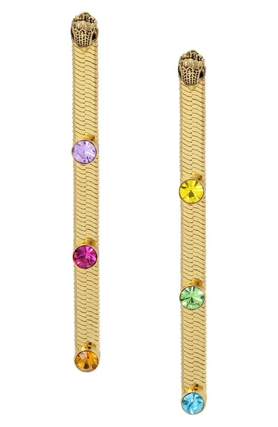 Kurt Geiger Rainbow Crystal Snake Chain Linear Earrings In Multi