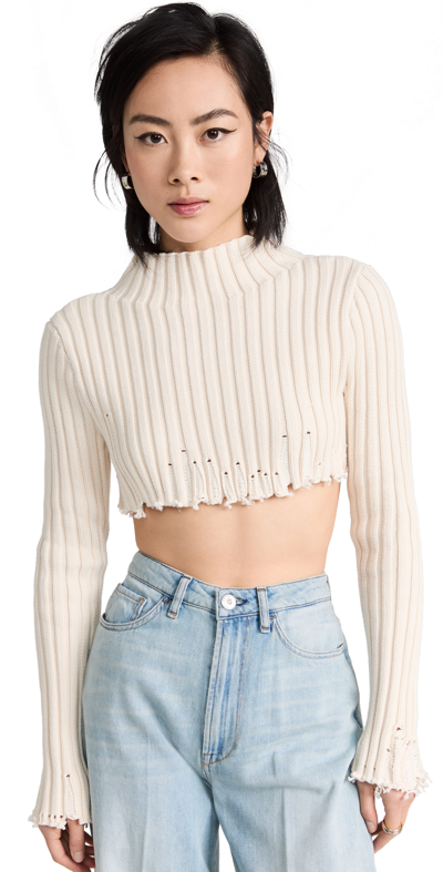 Interior Trinity Crop Rib Top In White