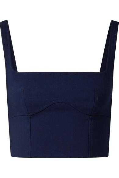 Dion Lee Cropped Stretch Wool-blend Bustier Top In Storm Blue | ModeSens