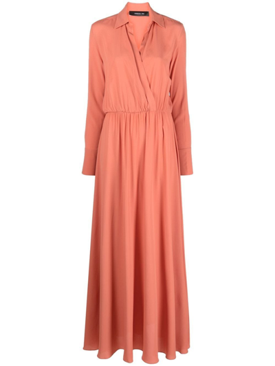 Federica Tosi Pleated Long-sleeved Maxi Dress In Blush Pink