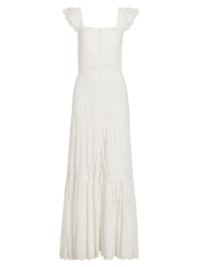 Veronica Beard Aislin Eyelet Maxi Dress In White