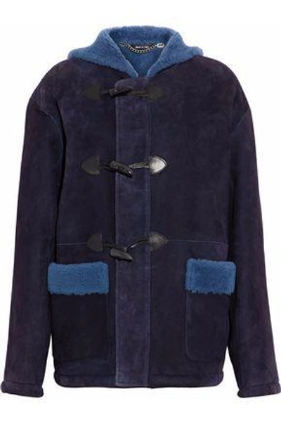 Maison Margiela Shearling Coat In Royal Blue