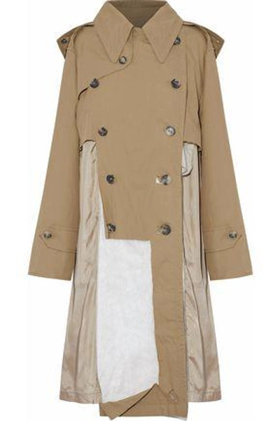 Maison Margiela Woman Distressed Paneled Cotton-twill Hooded Trench Coat Sand