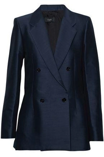Joseph Double-breasted Cotton And Wool-blend Blazer In Navy