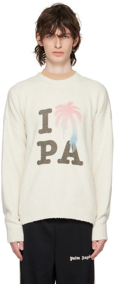 Palm Angels I Love Pa 针织毛衣 In Off White,multicolor