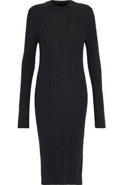 Maison Margiela Woman Ribbed Wool Midi Dress Black