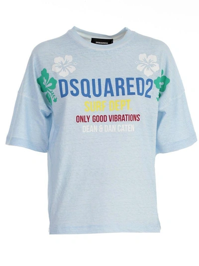 Dsquared2 D Squared Tshirt Print In Light Blue