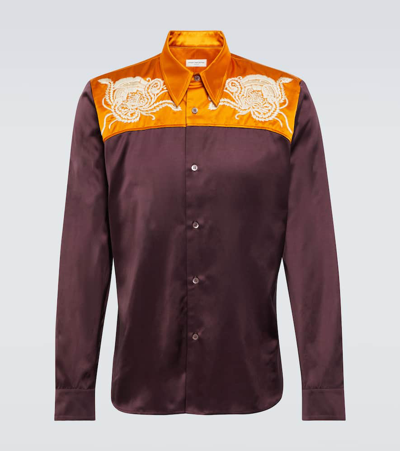 Dries Van Noten Silk Shirt With Unique Embroidery And Collar In Multi