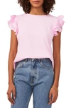 Vince Camuto Tiered Ruffle Sleeve Cotton Blend Top In Pink Horizon