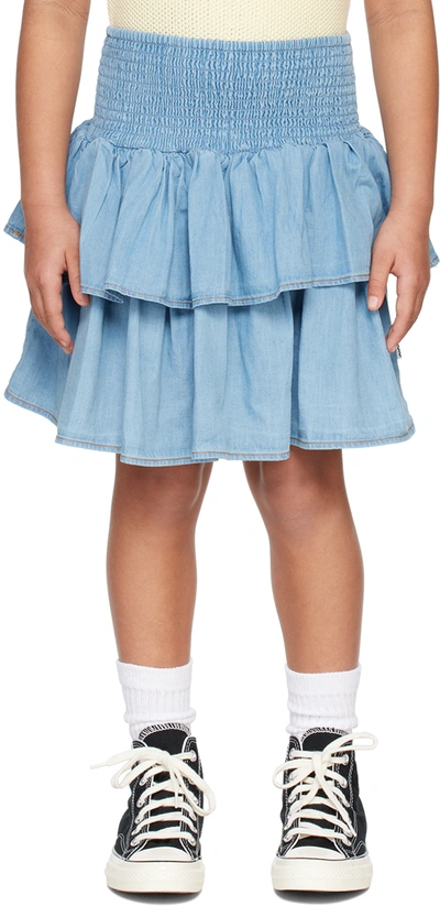 Molo Kids' Bonita Cotton Chambray Skirt In Summer Wash Indig