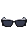 Ferragamo 54mm Rectangular Sunglasses In Dark Grey/ Grey