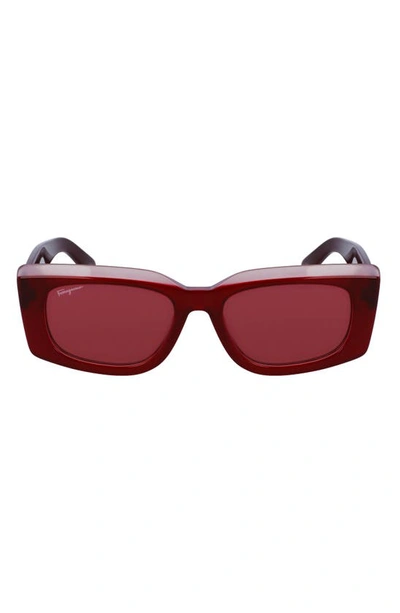 Ferragamo 54mm Rectangular Sunglasses In Burgundy/ Rose