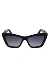 Ferragamo 55mm Gradient Rectangular Sunglasses In Black / Grey